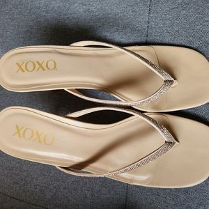 Brand New!!! XOXO Beige sandles with stones and a little heel.